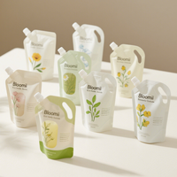 Pochette de bec debout imprimée personnalisée écologique pour recharge de détergent liquide sac d'emballage cosmétique de soins personnels