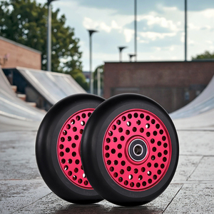 Roues de Trottinette Pro de 110 mm à Haute Précision et Vitesse, Couleur Personnalisable, Noyau Métallique en Alliage PU, Frein à <span class=keywords><strong>Pied</strong></span> pour Cascades Deux Roues, Roulement à Billes Durable - Product Image 3