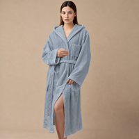 Peignoir d'hôtesse en tissu éponge avec capuche, 100% coton, bleu ciel, chaud, 500 GSM, pour les vacances et les massages, unisexe, avec ceinture, fournisseur