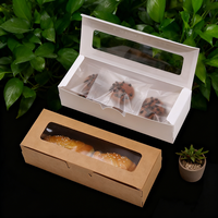 Boîtes à pâtisserie en papier kraft écologique transparentes avec fenêtre rectangulaire pour macarons, tartes aux œufs, petits gâteaux