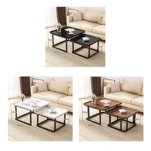 Mesa de centro cuadrada moderna de lujo (2 piezas), tablero de densidad, mesa auxiliar nórdica moderna multifunción, escritorio para sala de estar/dormitorio - Product Image 6
