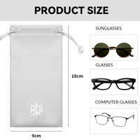 Vente chaude : Pochette à lunettes de soleil en cuir PU de luxe, personnalisable avec logo OEM, 9*18cm, de haute qualité, durable, avec cordon de serrage, à prix bas