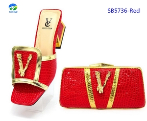 ชุดกระเป๋าและรองเท้าขายดีกระเป๋าถือผู้หญิงมีสไตล์จับคู่กับ<span class=keywords><strong>รองเท้า</strong></span><span class=keywords><strong>ส้น</strong></span>สูง2.20<span class=keywords><strong>นิ้ว</strong></span>สำหรับงานปาร์ตี้ - Product Image 3