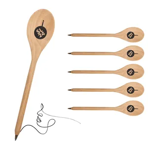 Bolígrafo publicitario con forma de cuchara de madera con logotipo personalizado para regalo
