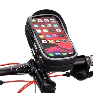 Ready to ship 360 Rotation Bike Touch Screen phone bag Cycling Waterproof Zipper two pockets Bicycle Bag with Phone Holder