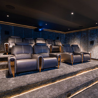 Sofá Reclinable Eléctrico de Lujo para Cine en Casa con Tapicería de Cuero Genuino, Función de Masaje y Calor, Control Remoto