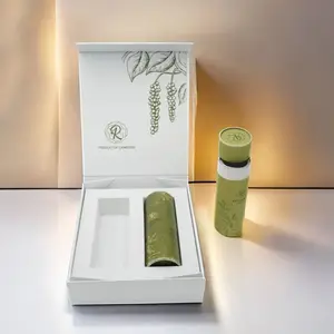 Newly Designed Custom Gift Tea Box Paper Tube Cylinder Packaging Foldable Magnetic Gift Box Set