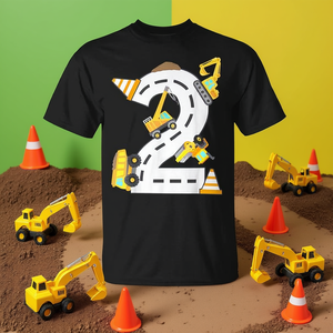 Camiseta de cumpleaños 2nd Construction para niños de 2 años con diseño de excavadora - Product Image 3