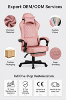 Chaise de jeu ergonomique de course avec repose-pieds rétractable, accoudoirs extensibles, velours de luxe