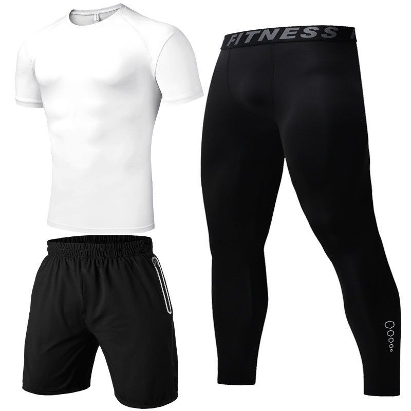 2 Pieces Set Men's Tracksuit Sport Gym Fitness Compression Clothing Running Jogging Sportswear Exercise Workout Tights