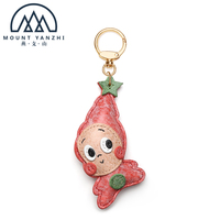 Porte-clés léger et portable en cuir véritable avec anneau métallique, logo personnalisé de haute qualité, breloque de sac mignonne et amusante, modèle Yanzhi