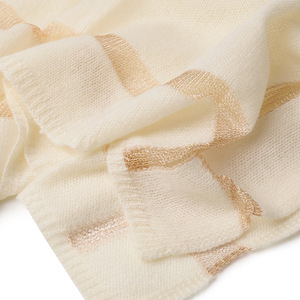 Bufanda de Cachemira de Color Sólido para Invierno, Chal de Moda Cálido con Hilo Metálico Calado, Venta al por Mayor - Product Image 4