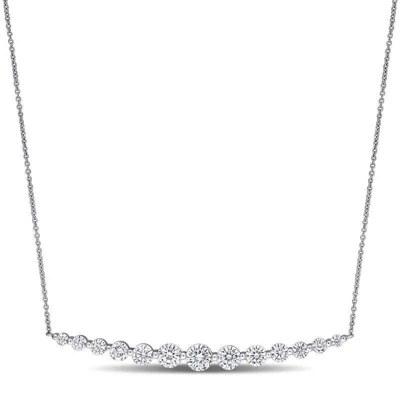 10 Karat Weißgold 5,2 ctw Moissan ite Graduated Bar Halskette Damen Diamant Anhänger mit 18 "Chain Bar Halskette