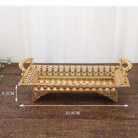 Plateau de Service Luxueux Rectangulaire Doré pour Fête de Mariage, Élégant et Décoratif, en Métal, Présentoir à Desserts et Fruits Secs avec Poignées Dorées