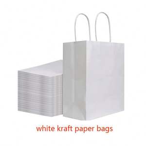 Sacs en papier kraft blanc recyclé KM avec poignées torsadées pour mariage, fête, artisanat, emballage de vente au détail - Product Image 3