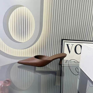 शीर्ष गुणवत्ता वाली नई शैली ग्रीष्मकालीन असली लेदर भूरे ब्रांड के सैंडल डिजाइनर हाई हील्स 2024 जूते महिलाओं के लिए नई शैली - Product Image 3