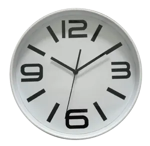 12'' White Plastic Quartz Modern Wall Clock Theme Die Wanduhr