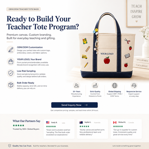 SHINY 2026 Heavy Duty Eco-friendly Cotton Canvas Embroidery <strong>Teacher</strong> <strong>Tote</strong> <strong>Bag</strong> Rope Long Custom Logo Multi Patch School Gift - Product Image 6