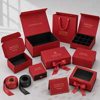 Boîte rigide à fermeture magnétique rouge, directement de l'usine, avec logo personnalisé en feuille métallisée pour cosmétiques et bijoux