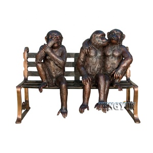 Estatua de <span class=keywords><strong>monos</strong></span> de latón de tamaño real, estatua de bronce, <span class=keywords><strong>Tres</strong></span> <span class=keywords><strong>Monos</strong></span> <span class=keywords><strong>Sabios</strong></span>, sentado en el banco - Product Image 3