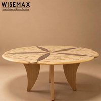 WISEMAX FURNITURE Table d'appoint de salon de style Wabi-sabi moderne, table basse en bois massif avec placage de bois de burl pour hôtel, café, villa, complexe hôtelier