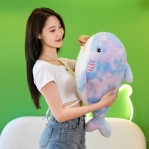 65Cm Mềm Cá Mập Sang Trọng Cầu Vồng Nhồi Bông Lớn Động Vật Biển Đồ Chơi Hỗn Hợp Màu Cá Mập Đồ Chơi Cho Quà Tặng - Product Image 4
