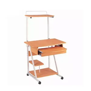 Foshan factory-Mesa de ordenador móvil de madera con ruedas, diseño moderno, mesa de ordenador de escritorio de madera y acero - Product Image 4