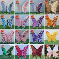 Arco de Flores Artificiales Gigantes de Metal en Forma de Mariposa, Color Morado, para Bodas, Venta Caliente SMS