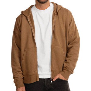 Heavyweight French Terry Zip up Hoodie Personalizable Oversized Boxy Cropped Fit Drop Shoulder Fleece <span class=keywords><strong>Two</strong></span> Way Zipper Zip up Hoodie - Product Image 3