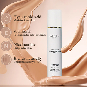 AiXin - Protector <span class=keywords><strong>Solar</strong></span> <span class=keywords><strong>Hidratante</strong></span> <span class=keywords><strong>con</strong></span> <span class=keywords><strong>Color</strong></span>, 50 ml, Protección UVA/UVB, Ácido Hialurónico, FPS 46, Base de Maquillaje - Product Image 3