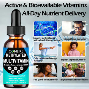 Gouttes liquides multivitaminées méthylées 9 en <span class=keywords><strong>1</strong></span> : Complexe B méthylé, <span class=keywords><strong>B12</strong></span>, Folate, TMG pour l'énergie et le cerveau (MTHFR) - Product Image 4