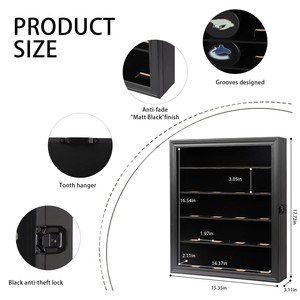 Vitrine murale noire grand format pour 20 rondelles de hockey, avec verre véritable, type boîte à ombre, pour collection - Product Image 4