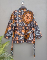100% kualitas terbaik klasik elegan gaya Boho Musim Dingin Suzani bordir Kimono katun diisi wol bordir tangan