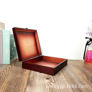 กล่องเก็บของไม้สไตล์เรโทร ทรงสี่เหลี่ยมผืนผ้า ทำจากไม้เนื้อแข็ง สูง 9 ซม. พร้อมการเคลือบแบบปั๊มร้อน สำหรับของสะสมและของขวัญ - Product Image 1