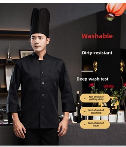 Chaqueta <span class=keywords><strong>de</strong></span> Chef <span class=keywords><strong>de</strong></span> Alta Gama en Sarga <span class=keywords><strong>de</strong></span> Algodón Elástico, Manga Larga, Uniforme <span class=keywords><strong>de</strong></span> Chef <span class=keywords><strong>de</strong></span> Hotel para Hombre, Ropa <span class=keywords><strong>de</strong></span> Trabajo para Otoño e Invierno - Product Image 6