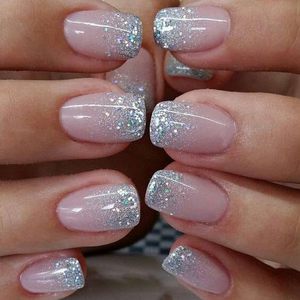 Curvlife 30 Uñas Postizas Cortas, Uñas Acrílicas Brillantes con Diseño de Efecto Luminoso, Uñas Adhesivas para Mujer - Product Image 1