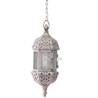 Lanternes d'hôtel transfrontalières en fer forgé de style européen, semi-artisanales, en verre, pour bougies suspendues, en stock