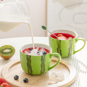 Venta caliente nueva Taza de cerámica de fruta creativa sandía limón naranja taza de desayuno en casa - Product Image 5