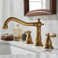 Robinet de lavabo antique à double poignée, à poser sur le comptoir, 3 trous, avec capteur sans contact, cartouche céramique, en laiton, mitigeur de salle de bain, chambre, couloir