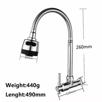 Robinet de cuisine monocommande moderne en alliage de zinc, à poser sur le plan, avec douchette extractible, pour eau froide uniquement
