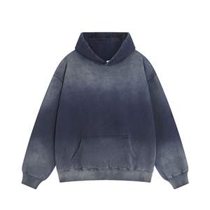 Sudadera con capucha de color degradado para hombre 400GSM de peso pesado de lujo logotipo personalizado algodón poliéster francés Terry lavado con ácido jersey con capucha - Product Image 3