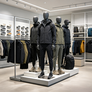 M070-<span class=keywords><strong>JACOB</strong></span>-1 Männliche Outdoor-Wander-Posenfigur Ganzkörper-Schaufensterpuppe Matt Dunkelgrau mit Rucksackgurten für Sportbekleidungs-Präsentation - Product Image 1
