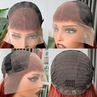 Perruque synthétique lisse dégradée brun cuivré 26 pouces avec lace front transparente 13x4 pour femmes noires