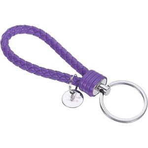 PU Leather Weave Keychain Braided Strap Stainless Car Key <b>Purse</b> Bag Keyring Colorful Handmade Fashion Accessories for Women Men - Product Image 1