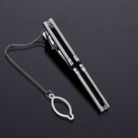 Haute qualité argent pinces à cravate hommes avec chaîne Zircon cristal Agate cravate boucle aiguille inoxydable pince à cravate barre broche pour cravate
