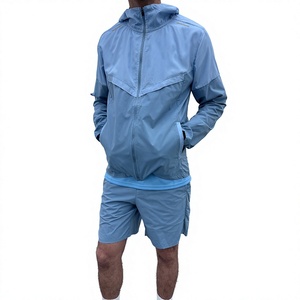 Huili Oem Lightweight Sportswear Sets <b>Men</b> Windbreaker Tracksuits Shorts Set Custom Color Block Windbreaker <b>Jacket</b> and Short Set - Product Image 1