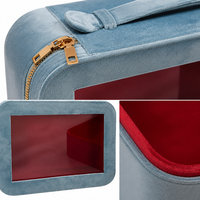 Étui de rangement de luxe en velours bleu pour jeu de Mahjong, avec fenêtre, portable, à fermeture éclair, pour voyage, organisateur de tuiles, cadeau personnalisé en gros