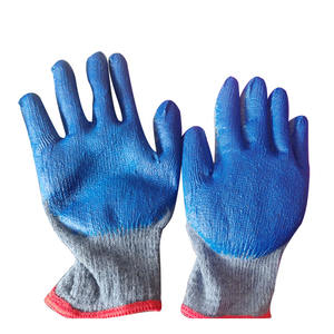 Económico 10G gris algodón tejido forrado azul agarre látex sumergido guantes de trabajo antideslizante Anti-Corte XL construcción de edificios de protección - Product Image 1