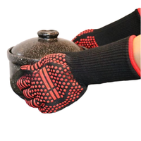 Disipación rápida del calor Cinco dedos Guantes para barbacoa Gel de sílice ignífugo Durable para fiestas al aire libre