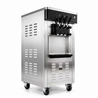 Machine à glace molle verticale commerciale 3 saveurs, double compresseur 2200W, économe en énergie, pour salon de thé, café, franchise